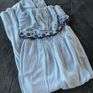 Blue Striped Women's Romper